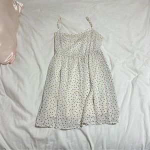 White with black polka dot dress